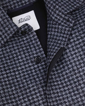 Pied-de-poule trench coat in technical wool jersey. Multicolor - Navy/Grey