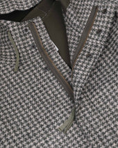 Pied-de-poule hooded parka in technical wool jersey. Multicolor - Beige/Green