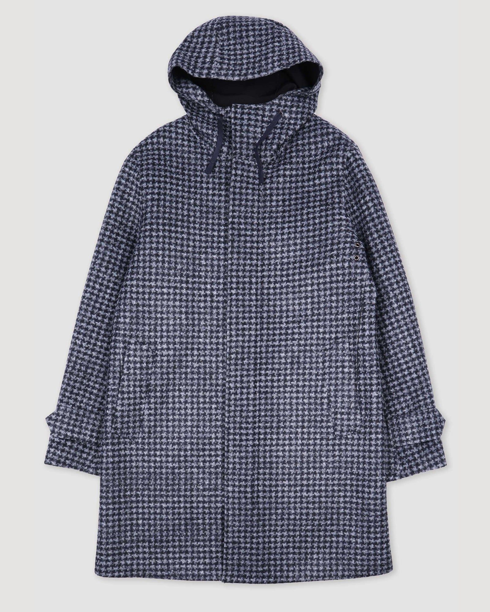 Pied De Poule Hooded Parka In Technical Wool Jersey Multicolor Grey