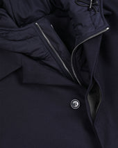 Trench coat in a 3-layer wool flannel with detachable quilted vest. Blue - Navy