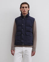 Oliver goose down vest in water-repellent technical fabric. Blue - Navy