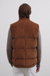Oliver goose down vest in cotton corduroy. Brown - Sandal