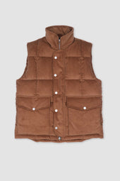 Oliver goose down vest in cotton corduroy. Brown - Sandal