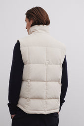 Oliver goose down vest in cotton corduroy. Cream - Dust