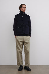 Oliver goose down vest in cotton corduroy. Blue - Navy