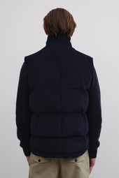 Oliver goose down vest in cotton corduroy. Blue - Navy