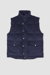 Oliver goose down vest in cotton corduroy. Blue - Navy