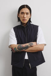 Caddy vest in 3 layer microfiber. waterproof. Blue - Navy