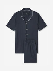 Men's Short Pajamas Basel Micro Modal Stretch Navy