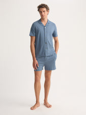 Men's Short Pajamas Basel Micro Modal Stretch Storm Blue