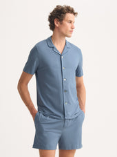 Men's Short Pajamas Basel Micro Modal Stretch Storm Blue