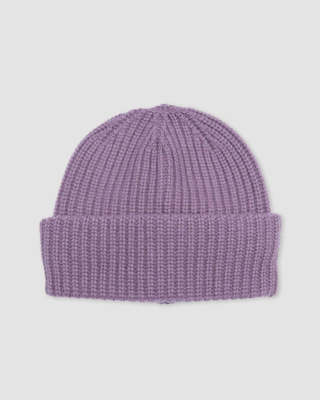 Cashmere ribbed beanie. Purple - Malva