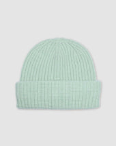 Cashmere ribbed beanie. Green - Mint apple