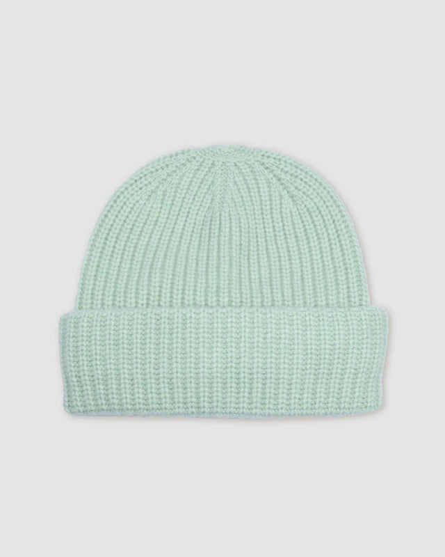 Cashmere ribbed beanie. Green - Mint apple