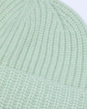Cashmere ribbed beanie. Green - Mint apple