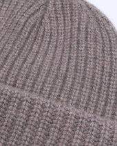 Cashmere ribbed beanie. Brown - Wood