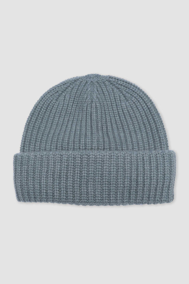 Cashmere ribbed beanie. Green - Field