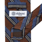 Striped Silk Wool Cotton Tie Rust Blue