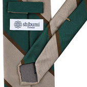 Japanese Repp Stripe Silk Tie Forest Beige