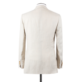 Single Breasted Peak Lapel Suit In Natural Linen