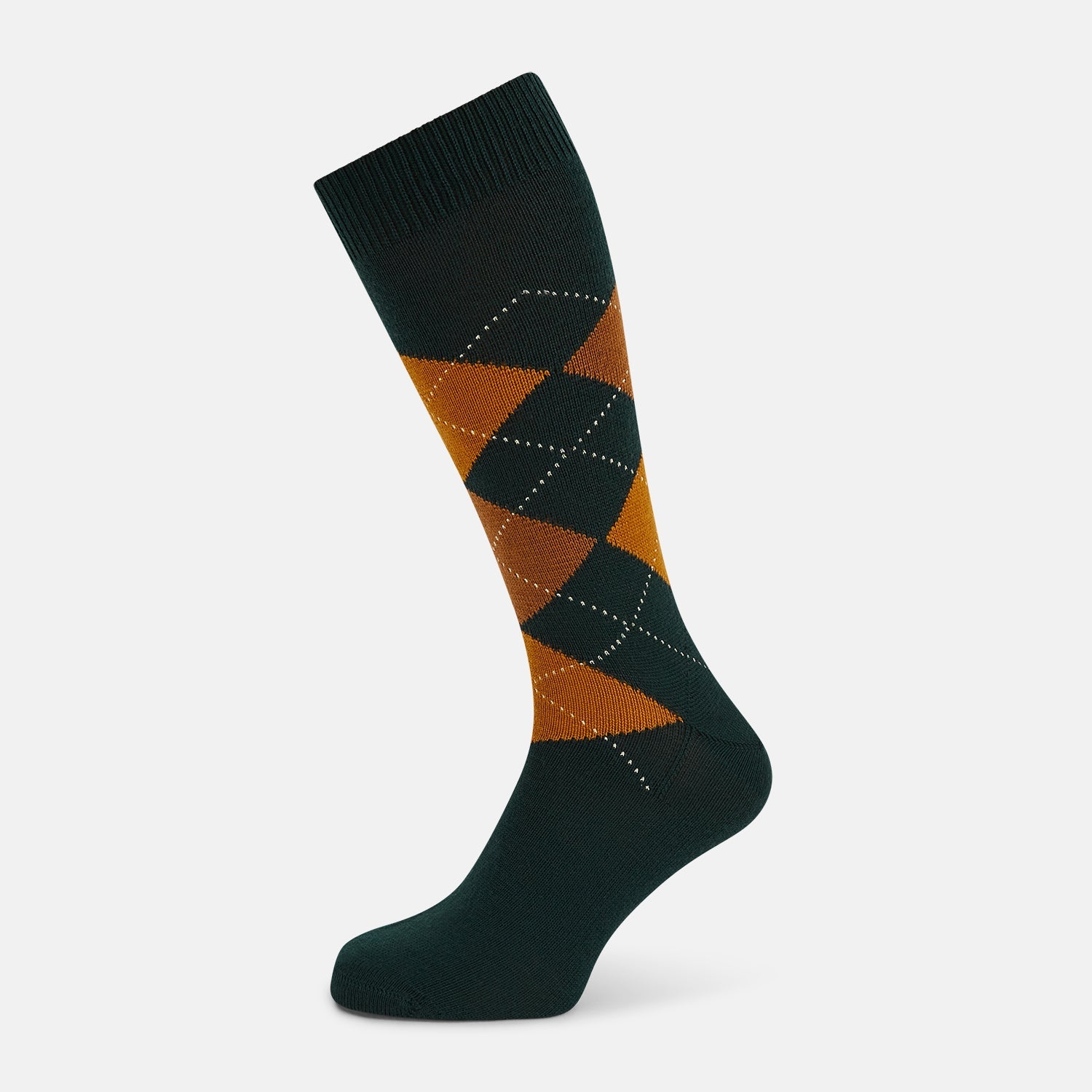 Green Wool Check Mid Length Socks