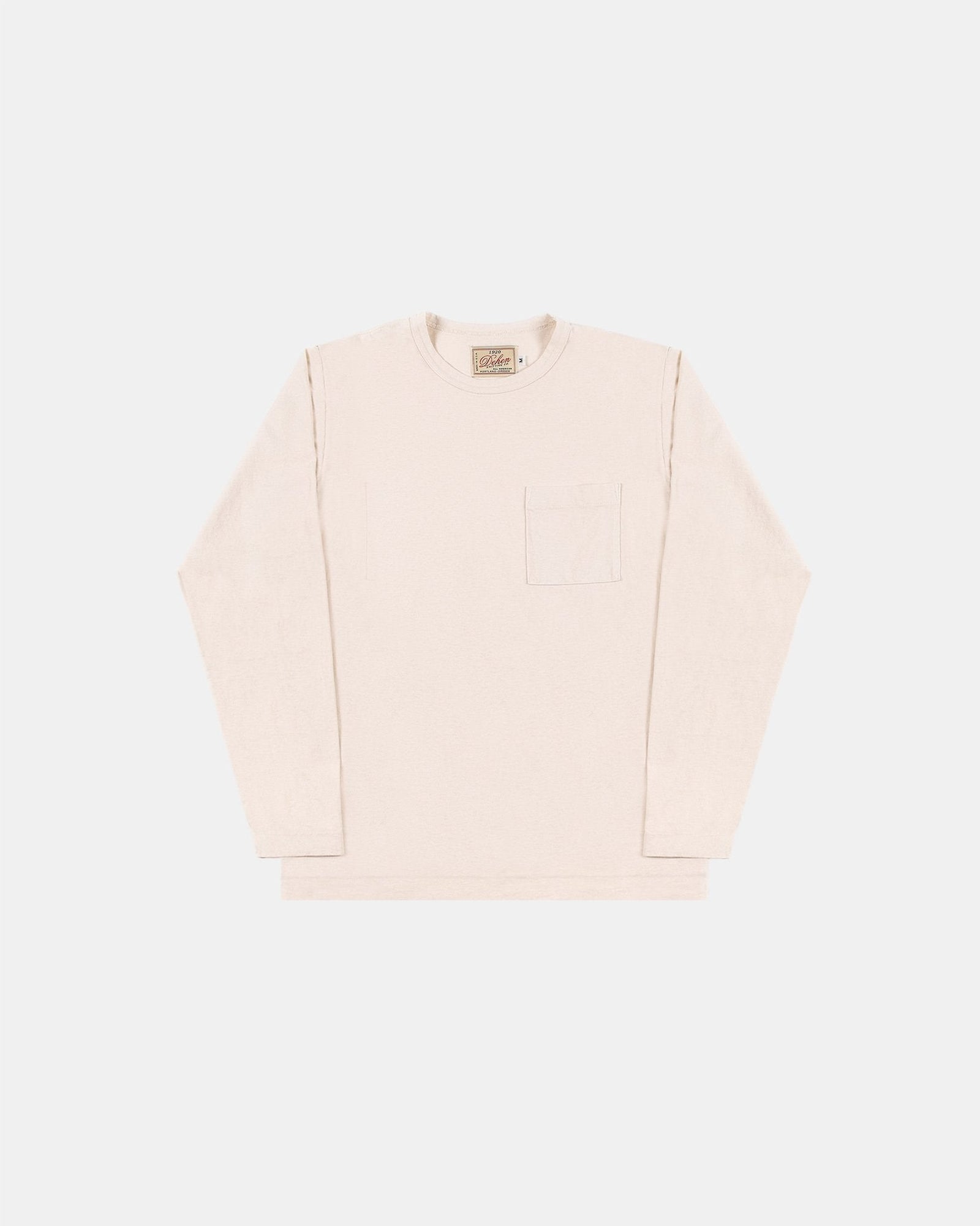 Heavy Duty Long Sleeve Tee Single Pocket Natural