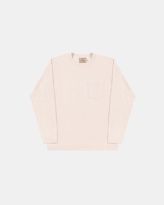 Heavy Duty Long Sleeve Tee - Single Pocket - Natural