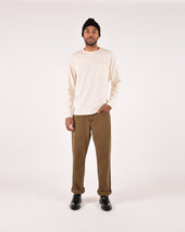 Heavy Duty Long Sleeve Tee - Single Pocket - Natural