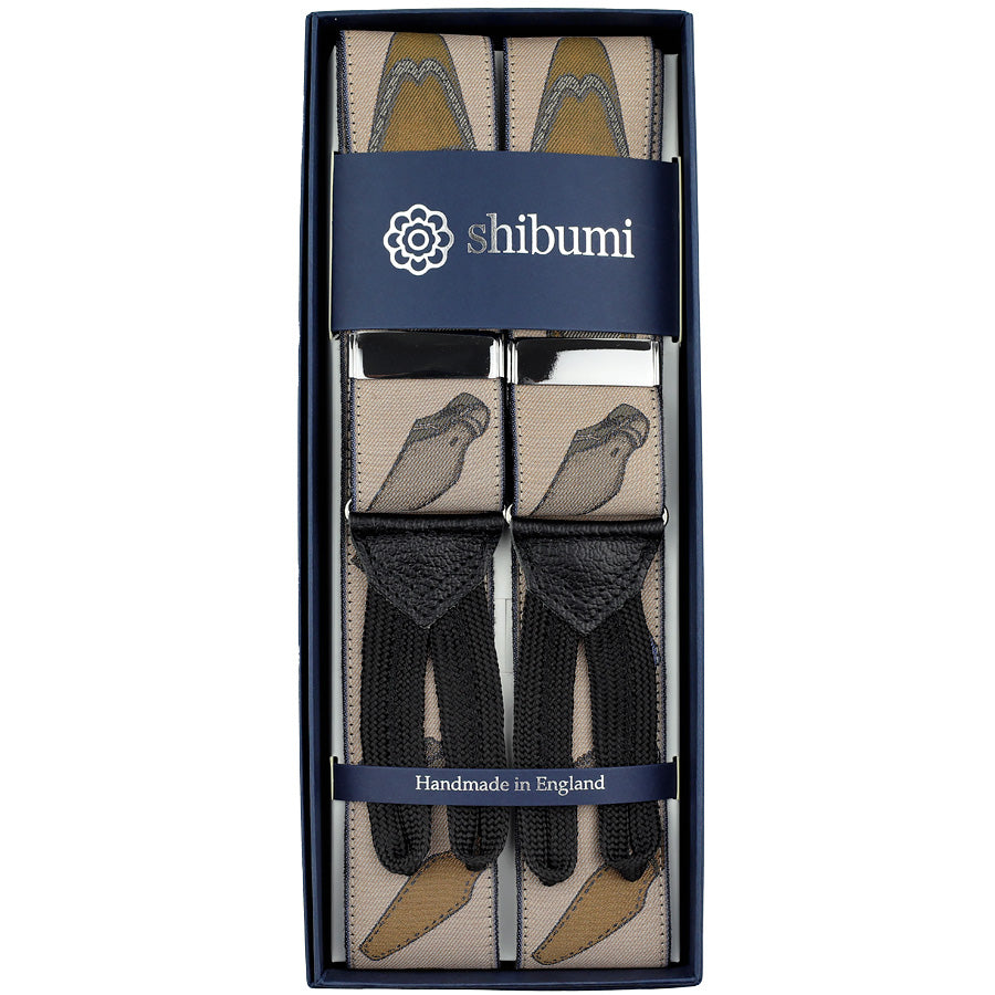 Shoemaking Silk Braces Beige Limited To 500