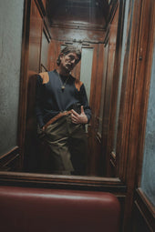 Lucio Unisex Sweater Wool Knit And Suede