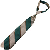 Japanese Repp Stripe Silk Tie Forest Beige