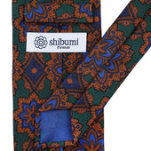 Ancient Madder Silk Tie Green Hand Rolled