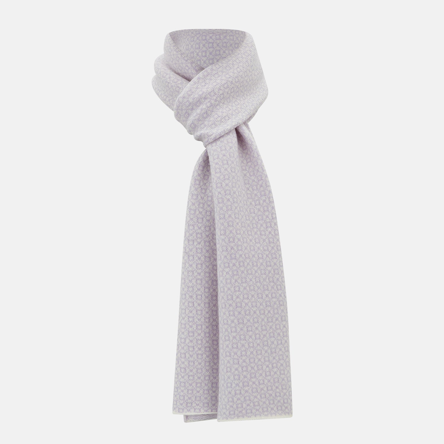 And Lilac Lozenge Patterned Cashmere Knitted Scarf