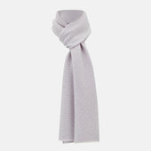 Ivory and Lilac Lozenge-Patterned Cashmere Knitted Scarf