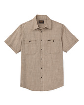 Short Sleeve Chambray Shirt - Coffee / Natural Plaid