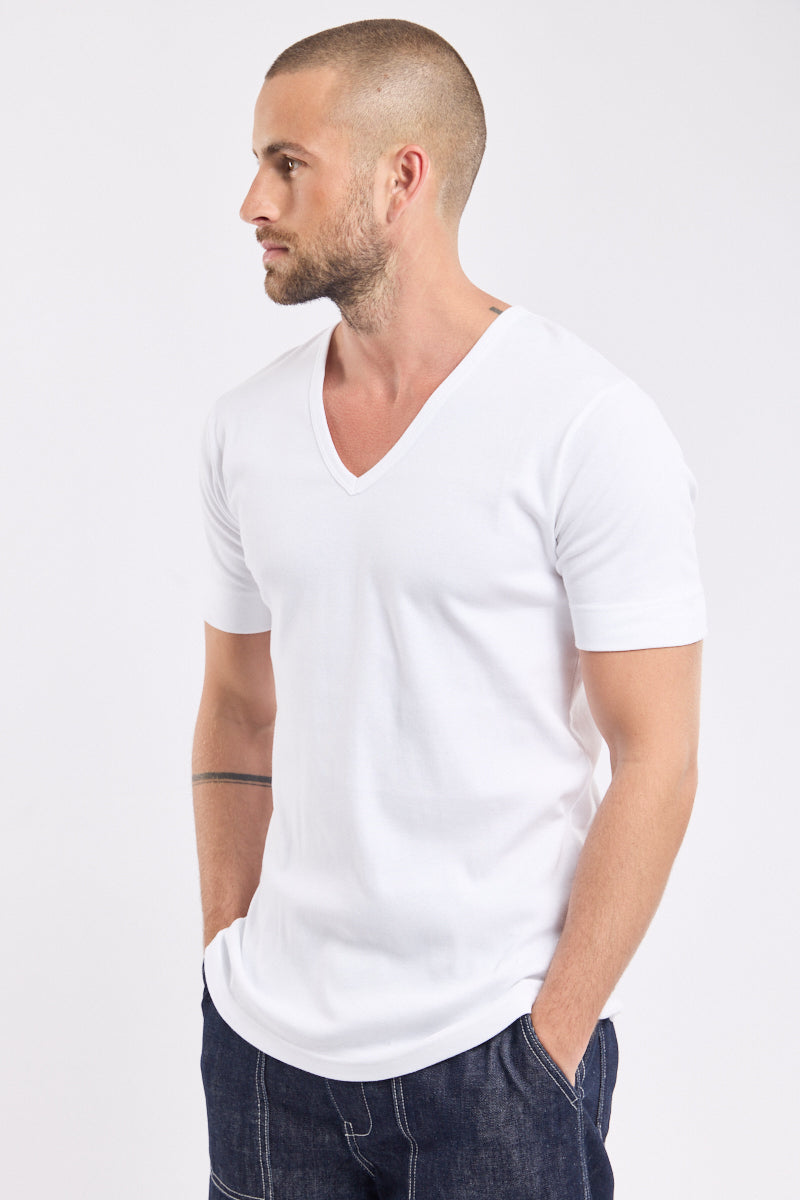 T-shirt col V - coton épais