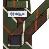 Japanese Repp Stripe Silk Tie Brown