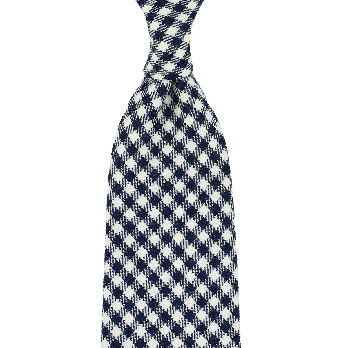 Houndstooth Wool Tie White Hand Rolled