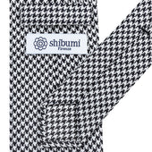 Japanese Houndstooth Silk Tie White Hand Rolled
