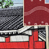 Ukiyo E Silk Pocket Square Shiba Daimon 40x40cm