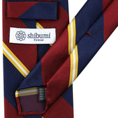Japanese Repp Stripe Silk Tie Burgundy Hand Rolled