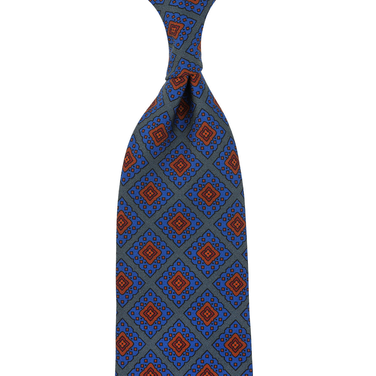 Ancient Madder Silk Tie Grey Hand Rolled