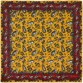 Animal Motif Wool / Silk Pocket Square - Gold - 40x40cm