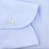 Poplin Semi Spread Shirt White Ticking Stripe