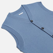 Pale Merino V Neck Sleeveless Cardigan