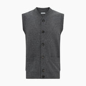 Grey Cashmere Sleeveless Cardigan