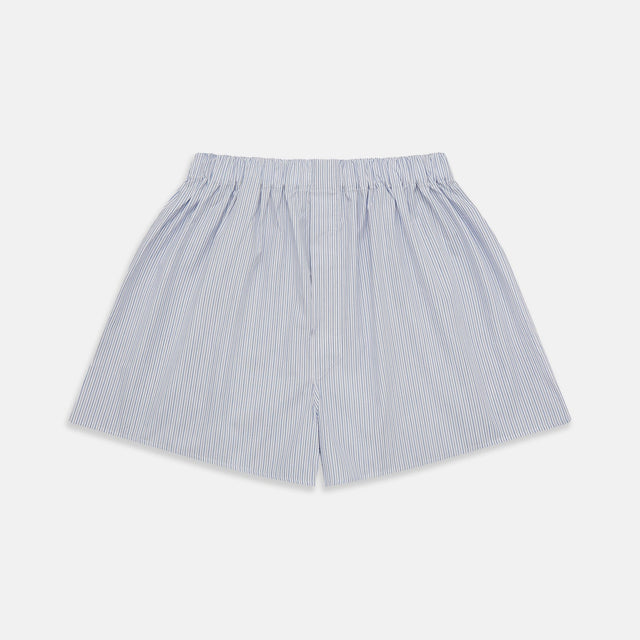 Blue Multi Stripe Cotton Godfrey Boxer Shorts
