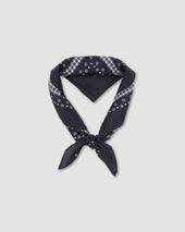 Polka dot-printed silk scarf. Blue - Navy