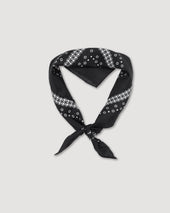 Polka dot-printed silk scarf. Black - Nero