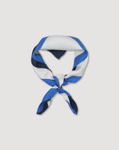 Silk scarf featuring a geometric print. Blue - Navy